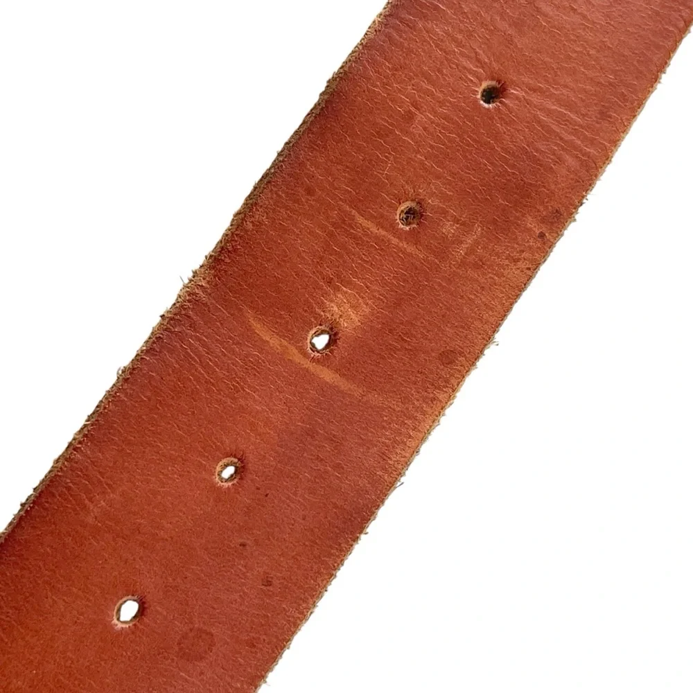 Cognac Brown Wide Waist Oversized Studded Leather Belt Festival 90s Size S